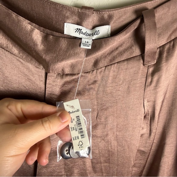 Madewell The Harlow Wide-Leg Pant in Satin Iced Mocha Brown 14 NWT NO380 - Picture 13 of 16